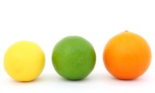 three Fresh citrus Fruits