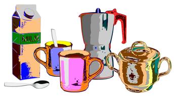 drawing illustration milk coffe sugar
