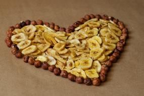 Dried Banana Chips in shape of heart