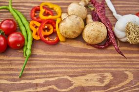 delicious vegetables for salad on the table