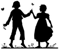 antique children and butterflies as a drawing