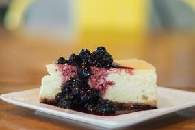 slice of cake with berries