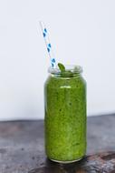 green smoothies in glass jar