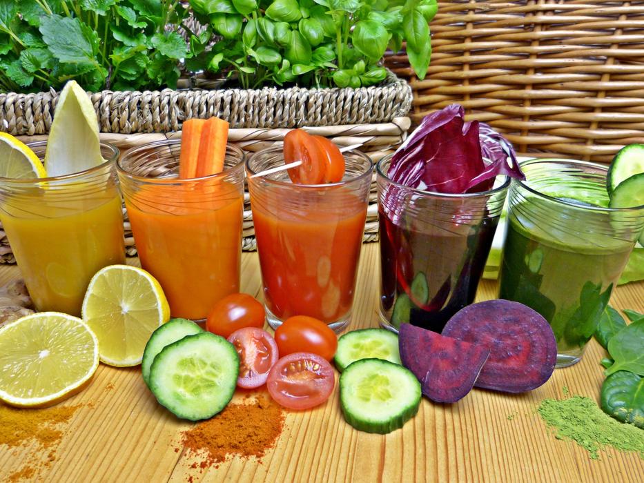 colorful vegetables and juices, Detoxify Diet