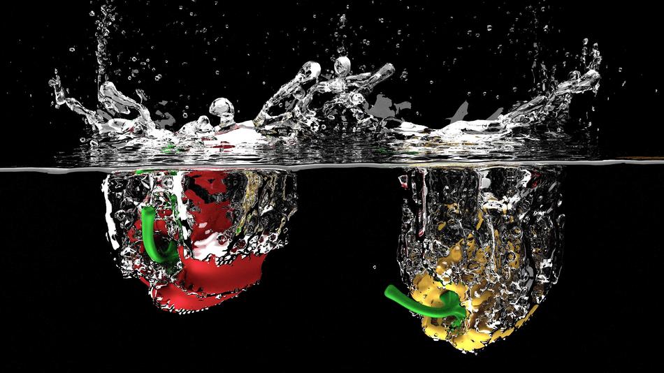 Bell Pepper Vegetables in the water