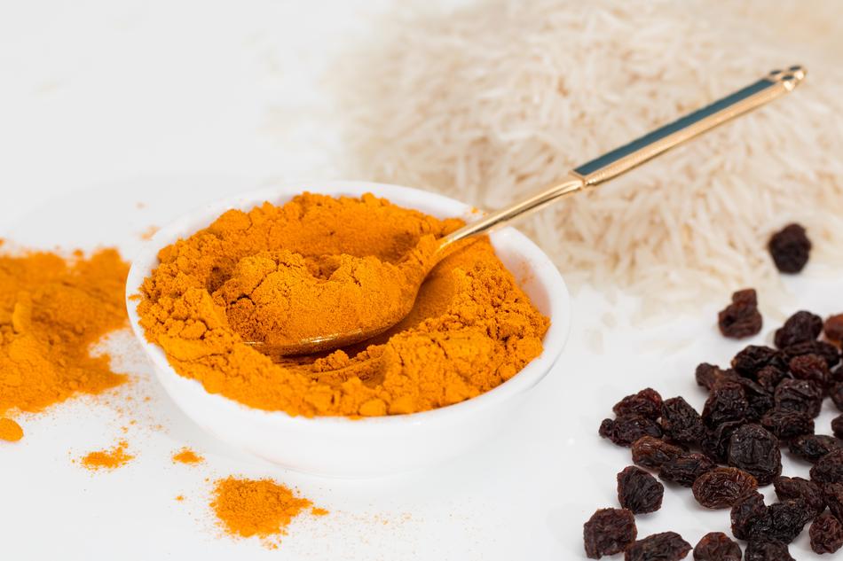 photo of turmeric, rice and peas