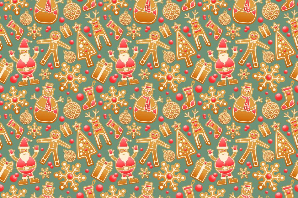 painted christmas cookie on the wallpaper