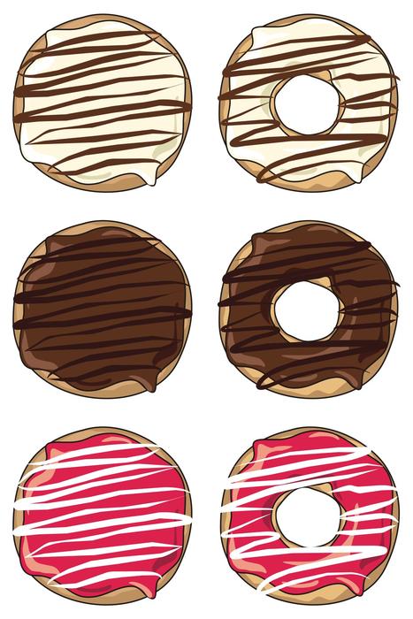different donuts on the illustration