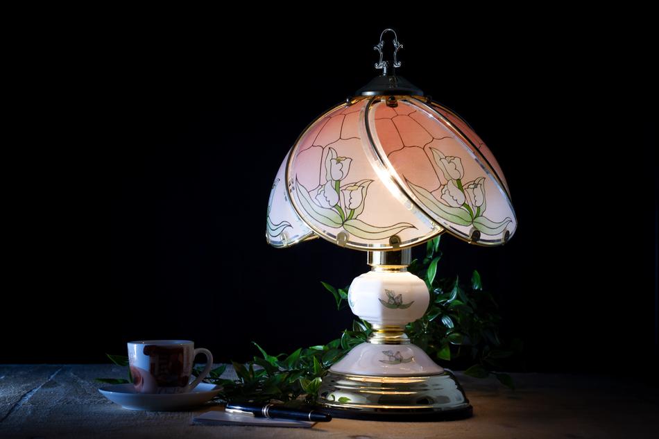 coffee near the table lamp