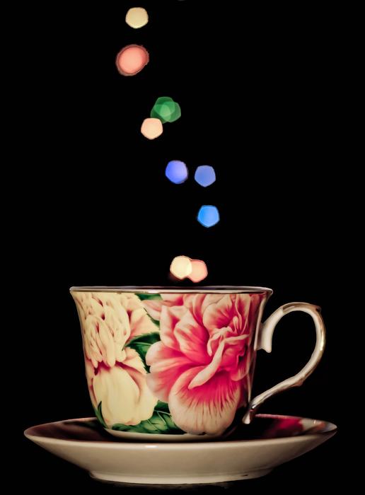 tea cup with floral psinting