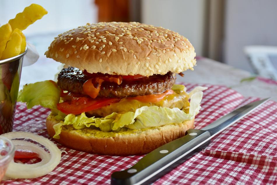 hamburger with french potato