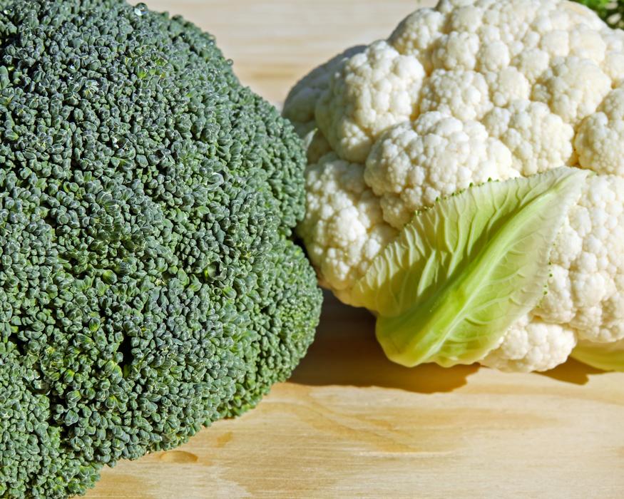 still life with broccoli and cauliflower