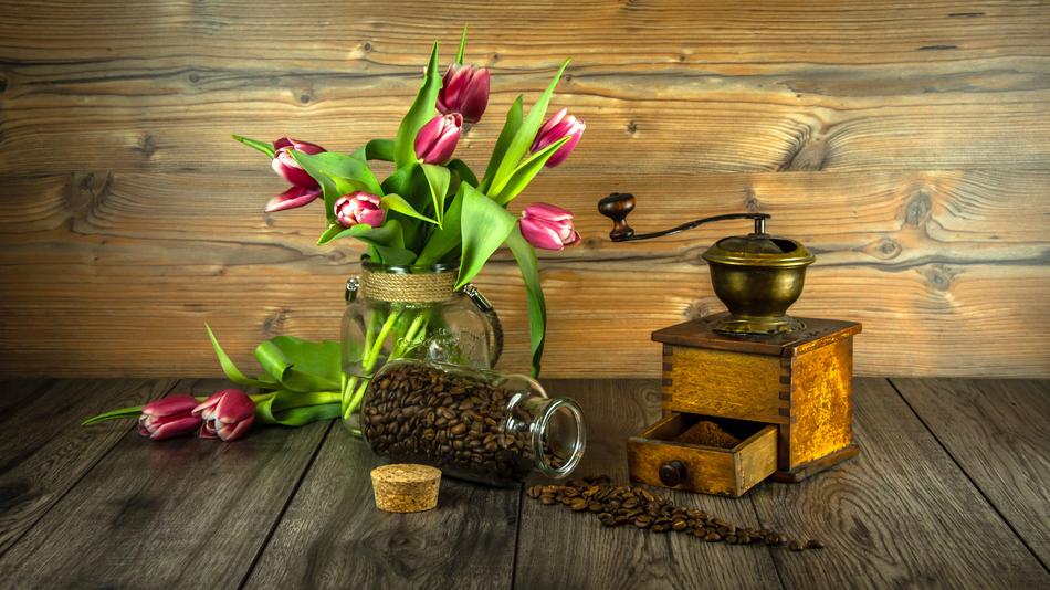 Coffee Grinder and flower