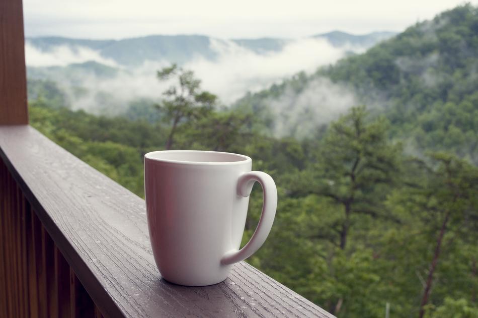 cup of coffee on the balcony