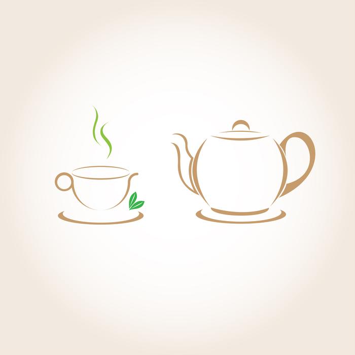 isolated cup and kettle