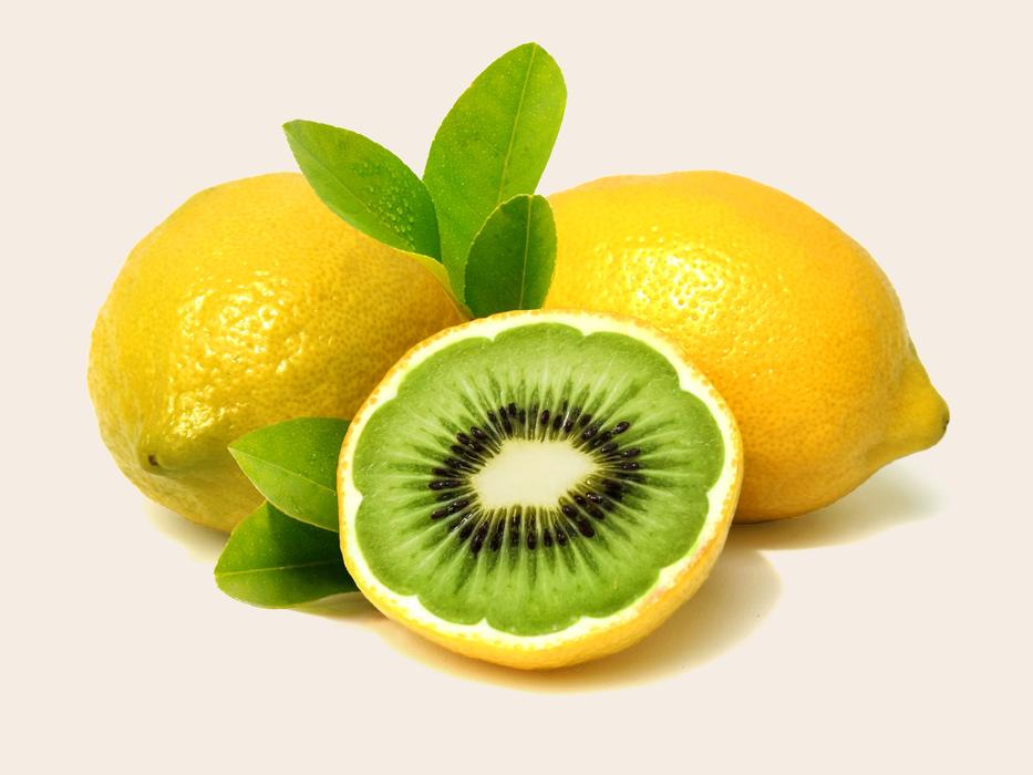 image of kiwi lemons on a white background