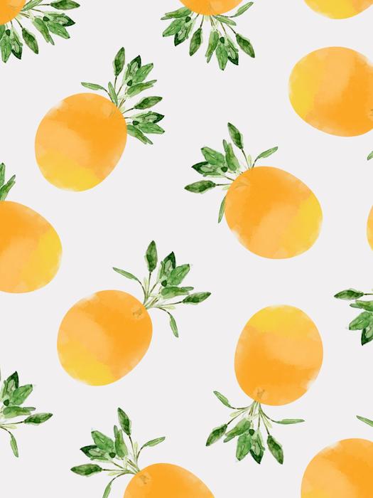 painted oranges on white wallpaper