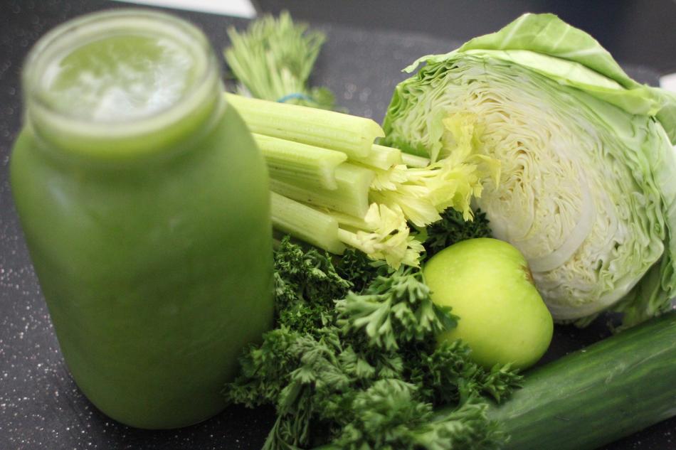 green vegetables and green smoothie