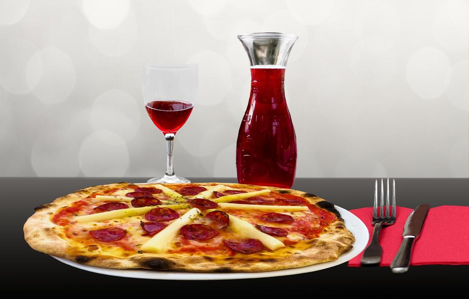 Pizza and Drink on the table
