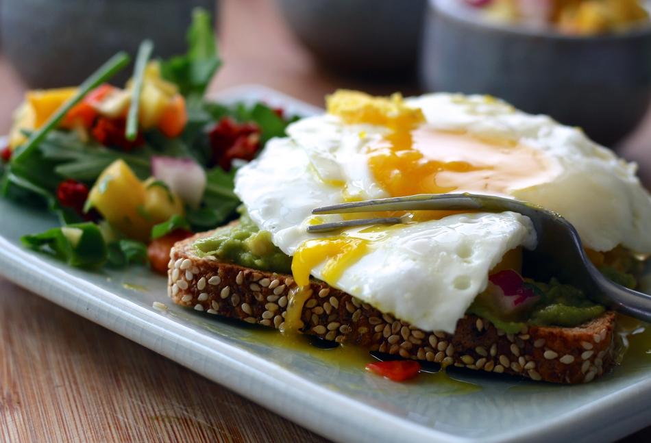 lunch of Fried Eggs and salad