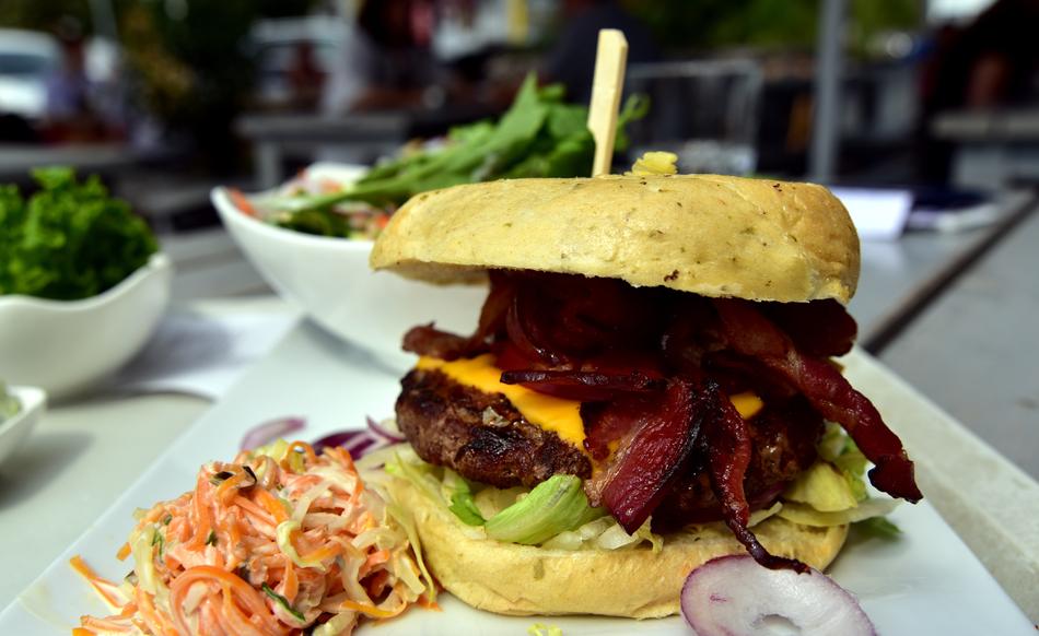 Colorful burger with vegetables