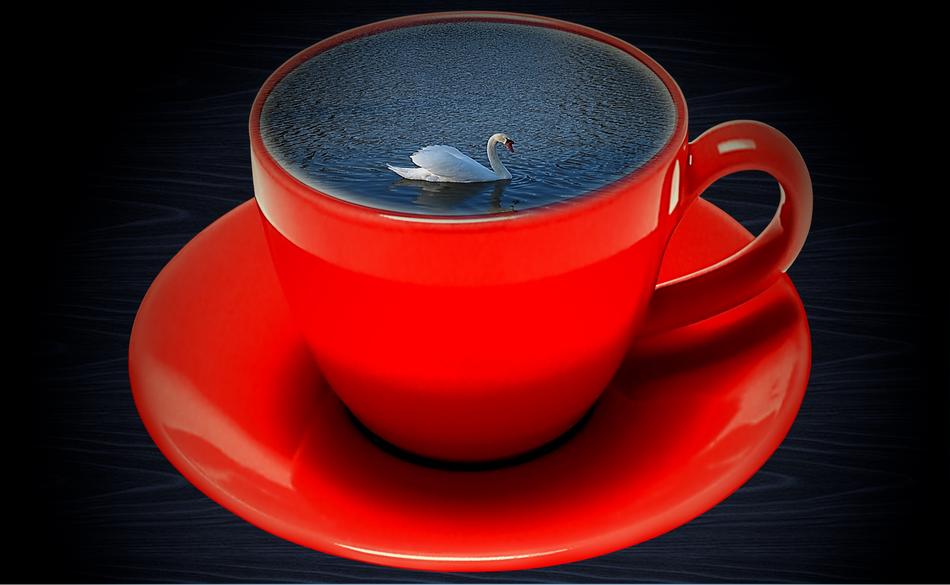 Coffee Cup Red with swan