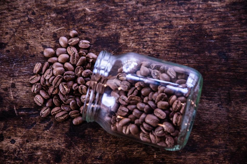 Coffee Grains in jar on side