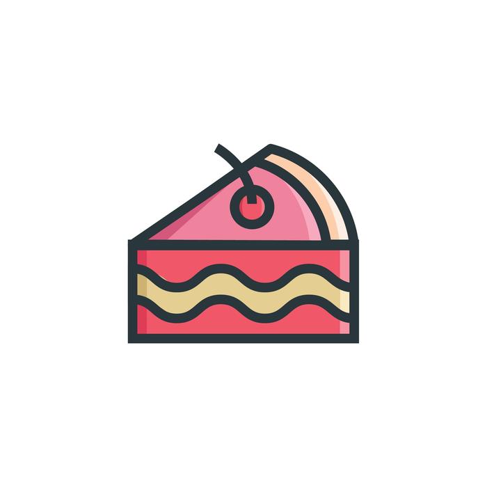 piece of cake with cherry at top, drawing