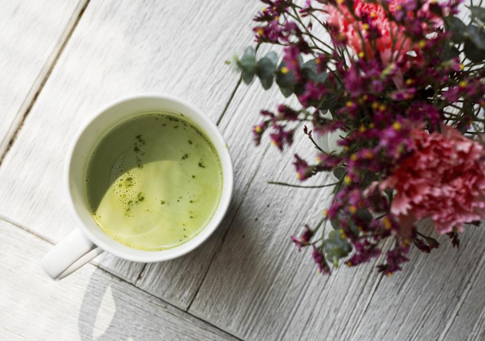 Green matcha drink from Asian barista