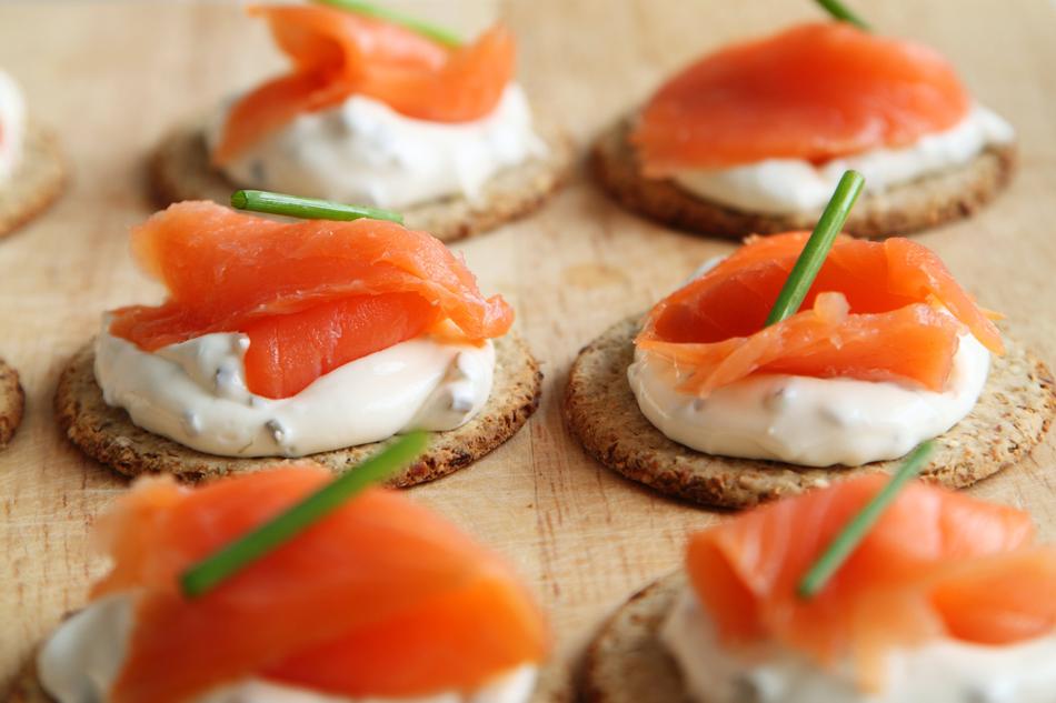 Appetizer, Salmon Canapes with cheese