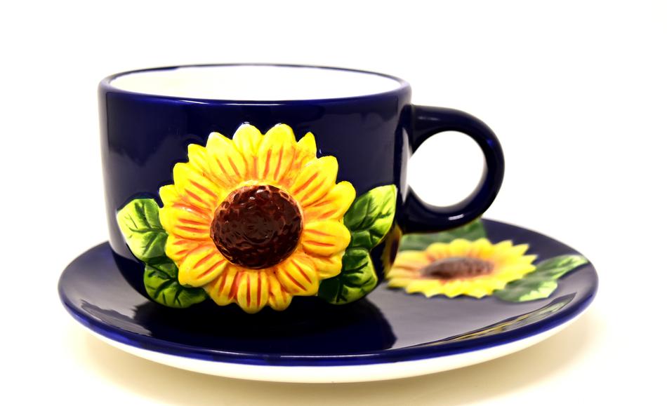 coffee cup with sunflower