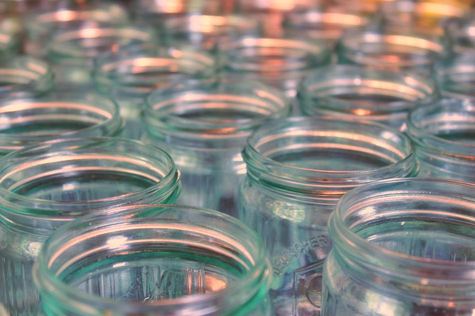 lot of twist off jars, background