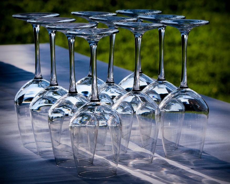 Crystal Wine Glasses upside down