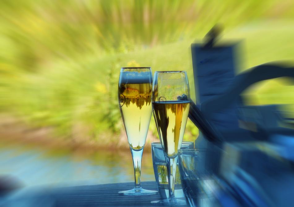 Beer in glasses at blur background