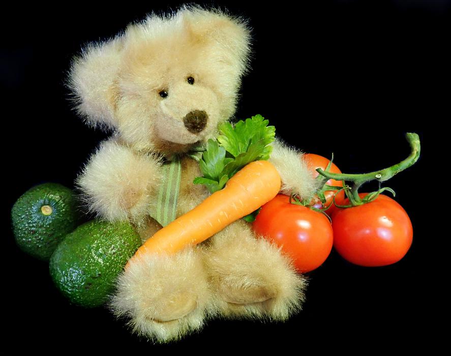 Teddy Bear and vegetables