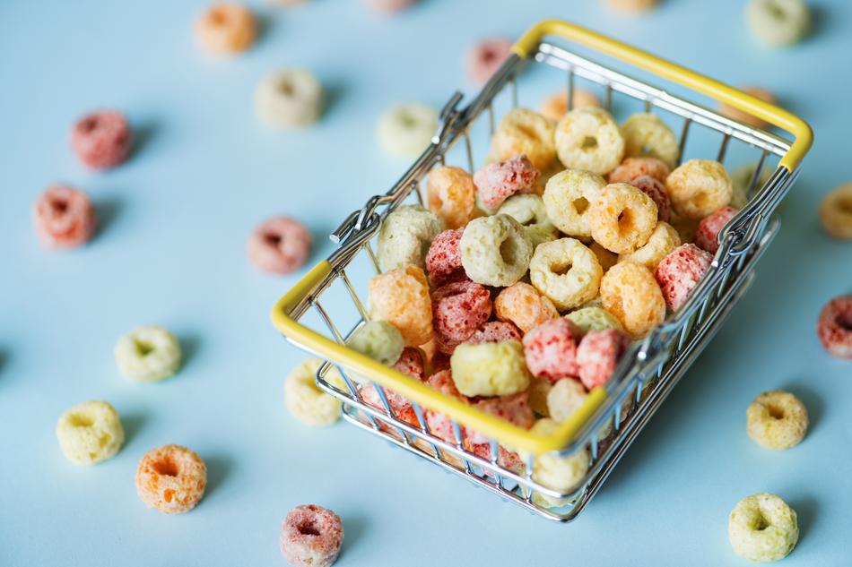 multicolored cereal rings in Basket