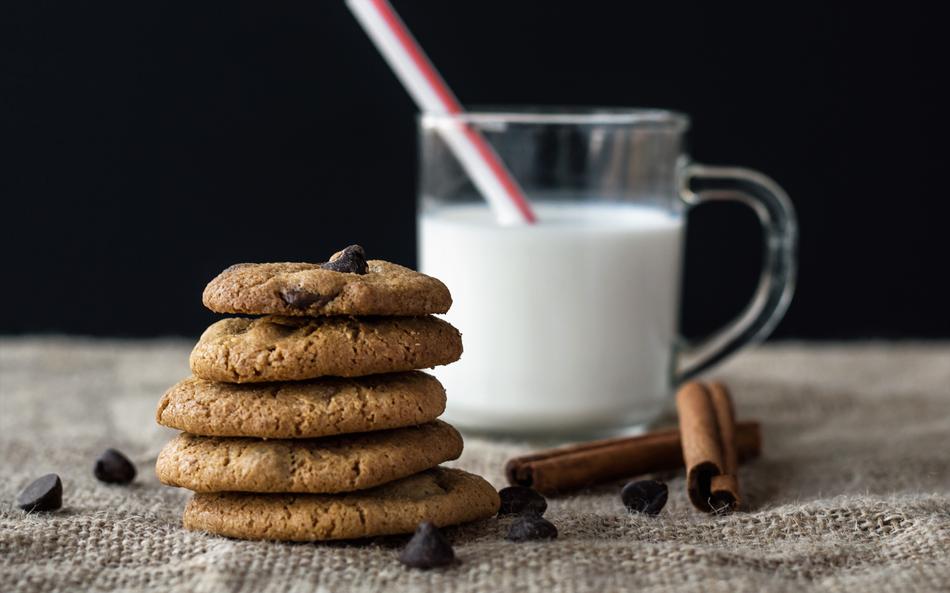 closeup view of Food Milk and cakes