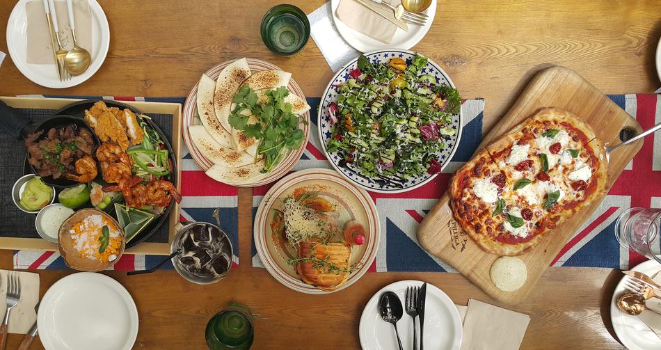 variety of food in the restaurant