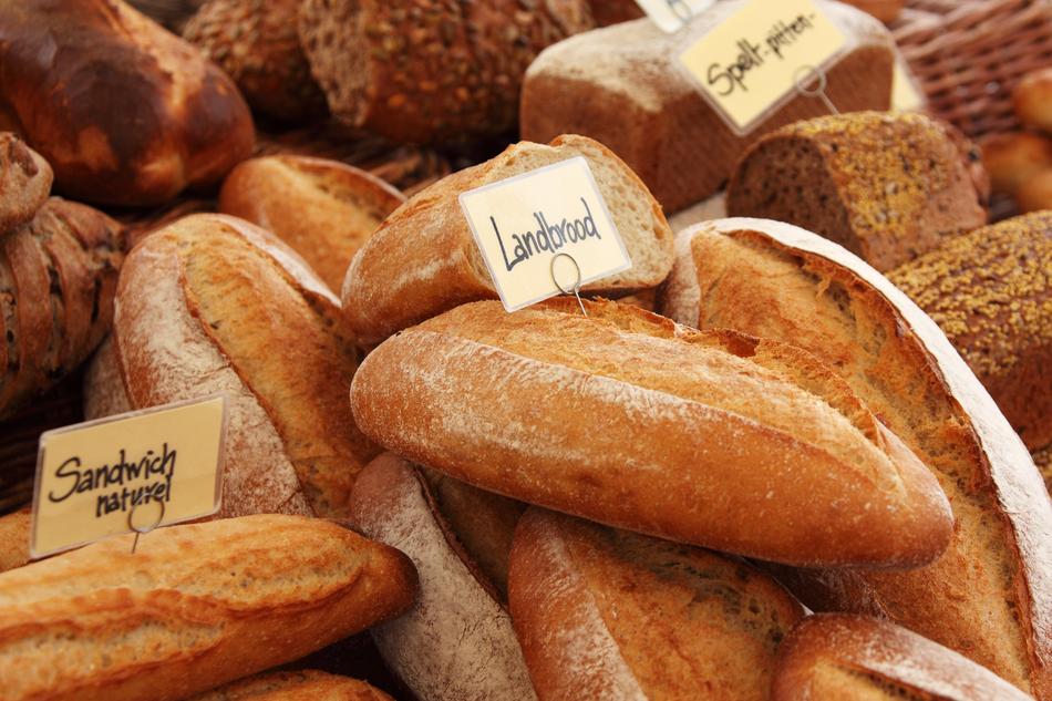 Close-up of the beautiful and colorful, baked bread, with the signs