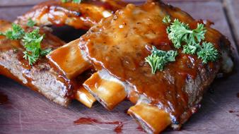 Meat Ribs with sauce close-up