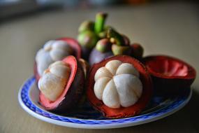 fruits on a plate on a blurred background