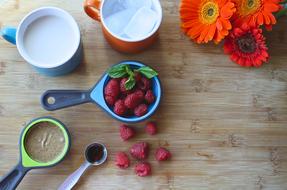 Smoothie Raspberry Healthy and flowers