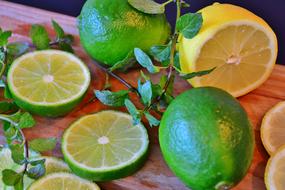 Lime and Lemon, cut Citrus Fruits