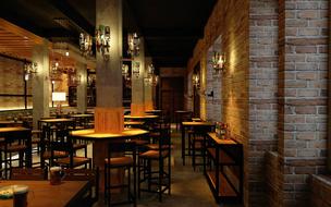 Beautiful interior of the Bavarian restaurant, with lights