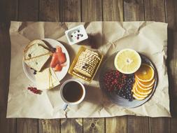 healthy breakfast on crumpled paper