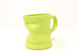 curve green cup on white background