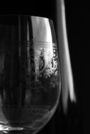 Black and white photo of the beautiful, shiny wine glass
