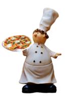 chef with pizza as a funny figurine