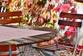 red leaf Garden table