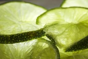 slices of green lime, close-up